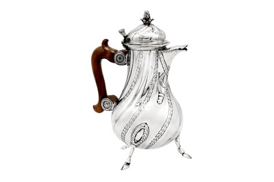 Lot 410 - A late 18th century Maltese silver coffee pot, Valetta circa 1775-80 by Giovanni Arrotin (reg. 1742)