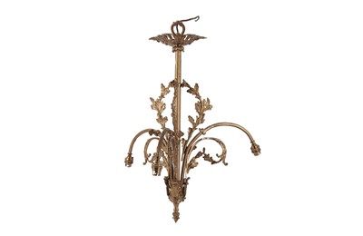Lot 303 - A LACQUERED BRASS THREE LIGHT CHANDELIER