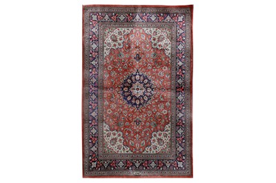 Lot 44 - AN EXTREMELY FINE SIGNED SILK QUM RUG, CENTRAL PERSIA