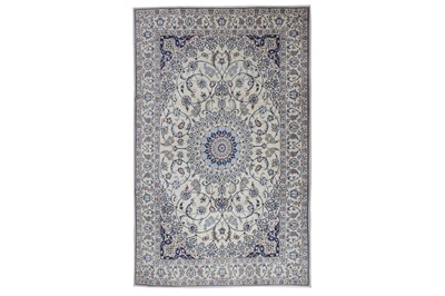 Lot 98 - A VERY FINE PART SILK NAIN CARPET, CENTRAL PERSIA