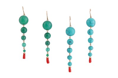Lot 780 - λ TWO PAIRS OF PENDENT EARRINGS