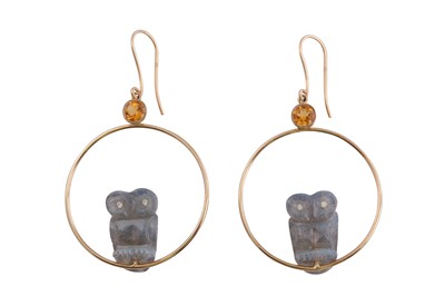 Lot 781 - A PAIR OF LABRADORITE EARRINGS