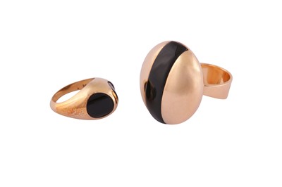 Lot 788 - TWO ONYX DRESS RINGS