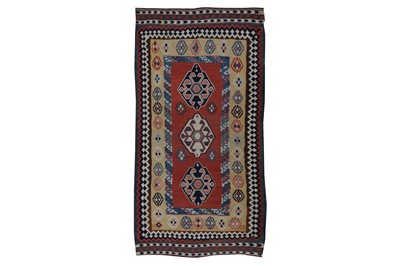 Lot 96 - AN ANTIQUE QASHQAI KILIM, SOUTH-WEST PERSIAN KILIM