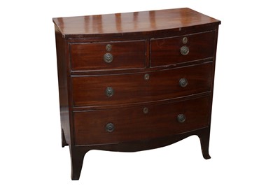 Lot 187 - A MAHOGANY BOW FRONT CHEST, 19TH CENTURY