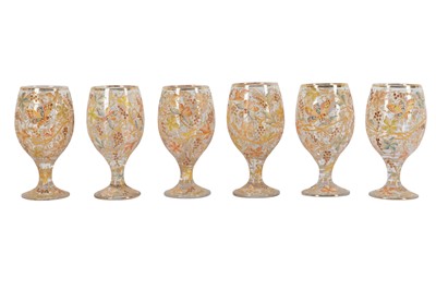 Lot 57 - A SET OF SIX MOSER STYLE DRINKING GOBLETS, 20TH CENTURY