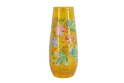 Lot 60 - A MOSER STYLE ENAMELLED GLASS VASE, 20TH CENTURY