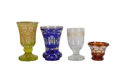 Lot 81 - A BOHEMIAN BLUE FLASH BEAKER, 19TH CENTURY