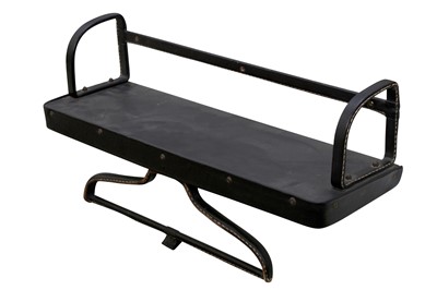 Lot 1017 - A BLACK LEATHER COAT RACK, MID 20TH CENTURY