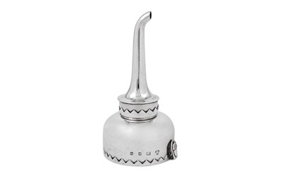 Lot 523 - An Elizabeth II modernist sterling silver wine funnel, London 1979 by Payne and Sons