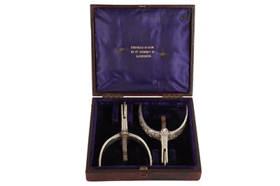 Lot 940 - A PAIR OF THOMAS AND SON SILVER PLATED DRESS SPURS, LATE 19TH CENTURY