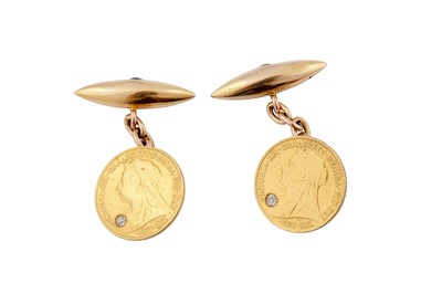 Lot 98 - A pair of gem and diamond-set cufflinks