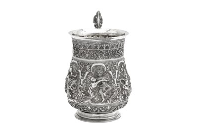 Lot 186 - A late 19th century Burmese silver mug, Thayetmyo dated 1871