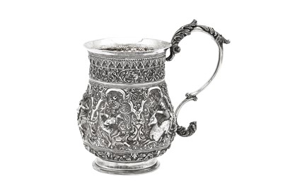 Lot 186 - A late 19th century Burmese silver mug, Thayetmyo dated 1871