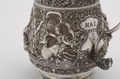 Lot 186 - A late 19th century Burmese silver mug, Thayetmyo dated 1871