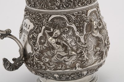 Lot 186 - A late 19th century Burmese silver mug, Thayetmyo dated 1871