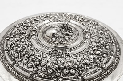 Lot 187 - An early 20th century Burmese white metal betel box, Shan States circa 1900