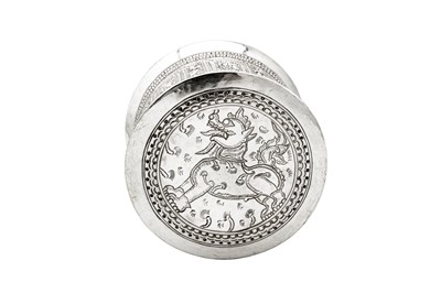 Lot 187 - An early 20th century Burmese white metal betel box, Shan States circa 1900