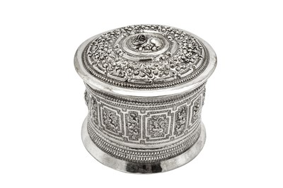 Lot 187 - An early 20th century Burmese white metal betel box, Shan States circa 1900