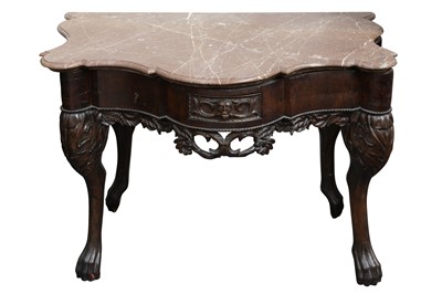 Lot 202 - A COLONIAL FRUITWOOD SERPENTINE SIDE TABLE, 19TH CENTURY