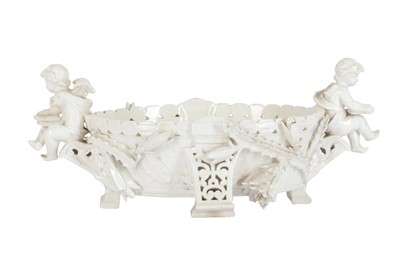 Lot 17 - A CONTINENTAL WHITE GLAZED PORCELAIN OVAL BASKET, LATE 19TH CENTURY