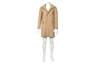 Lot 163 - Dior Beige Wool Hooded Coat - Size 44