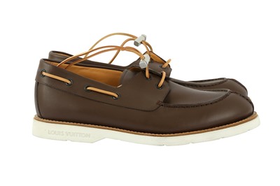 Lot 134 - Louis Vuitton Cup Brown Deck Shoe - Size 6.5