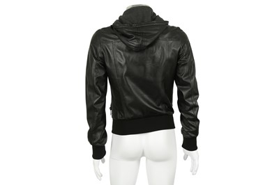 Lot 212 - Dolce & Gabbana Black Leather Bomber Jacket - Size 44
