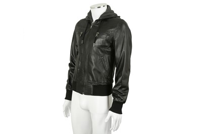 Lot 212 - Dolce & Gabbana Black Leather Bomber Jacket - Size 44
