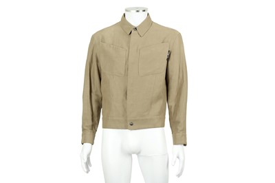 Lot 146 - Thierry Mugler Khaki Linen Safari Jacket - Size 48