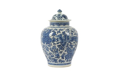 Lot 638 - A CHINESE BLUE AND WHITE BALUSTER 'PHOENIX' JAR AND A COVER.