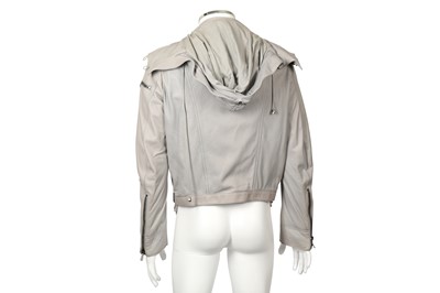 Lot 25 - Alexander McQueen Grey Leather Biker Jacket - Size 46