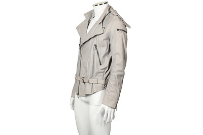 Lot 25 - Alexander McQueen Grey Leather Biker Jacket - Size 46