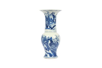 Lot 542 - A CHINESE BLUE AND WHITE YEN YEN VASE.