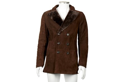 Lot 108 - Gucci Brown Shearling Double Breasted Coat - Size 44