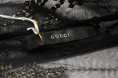 Lot 205 - Gucci Black Silk Embellished Mesh Shirt - Size 38
