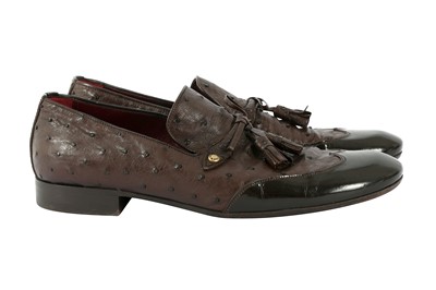 Lot 131 - Louis Vuitton Brown Ostrich Tassel Loafer - Size 7
