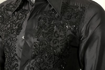 Lot 206 - Dolce & Gabbana Black Silk Embellished Shirt - Size 38