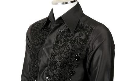 Lot 206 - Dolce & Gabbana Black Silk Embellished Shirt - Size 38