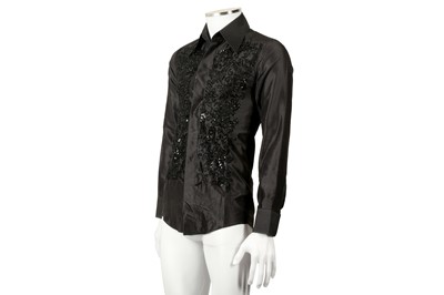 Lot 206 - Dolce & Gabbana Black Silk Embellished Shirt - Size 38