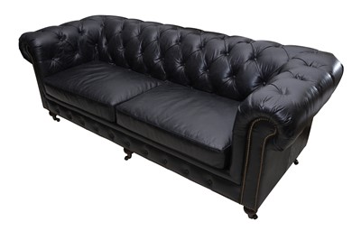 Lot 1050 - PURE WHITE LINES, A CONTEMPORARY THREE SEATER CHESTERFIELD SOFA