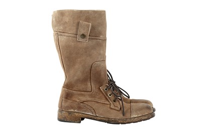 Lot 158 - Dolce & Gabbana Beige Distressed Mid Combat Boot -  Size 6