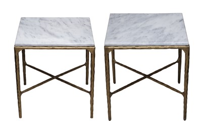 Lot 1053 - PURE WHITE LINES, A PAIR OF CONTEMPORARY SIDE TABLES FROM THE PASADENA RANGE