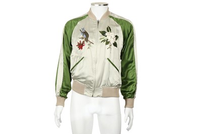 Lot 92 - Gucci Champagne Silk Reversible Bomber Jacket - Size 46