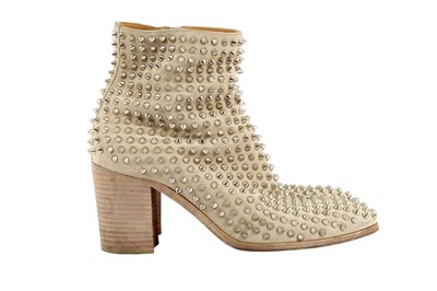 Lot 159 - Christian Louboutin Beige Spike Gaucho Boot - Size 40.5