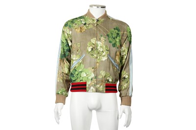 Lot 88 - Gucci Green Silk Floral Bomber Jacket - Size 44