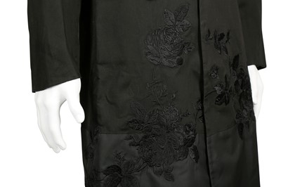 Lot 195 - Alexander McQueen Black Embroidered Coat - Size 48