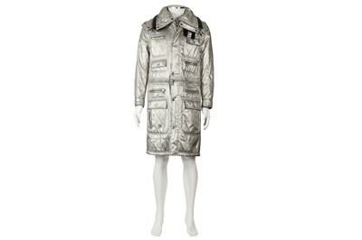 Lot 23 - Dolce & Gabbana Metallic Silver Puffer Coat - Size 44