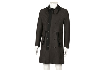 Lot 117 - Dolce & Gabbana Dark Brown Herringbone Long Coat - Size 44