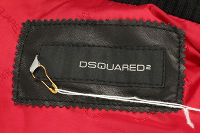 Lot 221 - Dsquared2 Black Leather Quilted Gilet - Size 46
